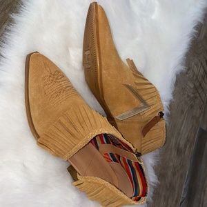 Authentic Leather cut out fringe bootie